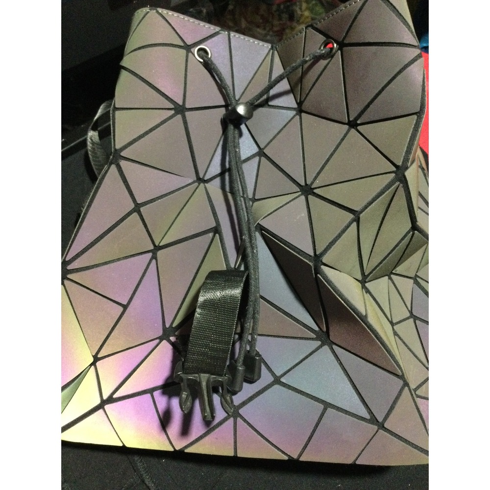 FZ Chenry Geometric Holographic Iridescent Reflective Drawstring Backpack Bag